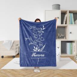 Custom Birth Flower Blanket With Name, Minky For Baby Adults Friends Wife Bridesmaids, Multi Size Monogram Blanket, Gift Kids - thumbnail 2