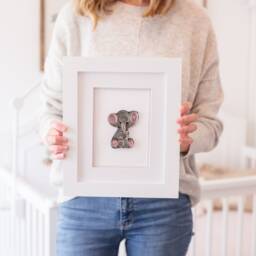 Nursery Wall Art Elephant, Quilling Art, Baby Boy Room Decoration, Shower Gifts, Newborn Gifts - thumbnail 3