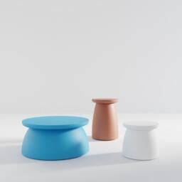 Japandi Coffee Table Set Modern Colorful Accent Tables - thumbnail 2