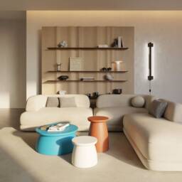 Japandi Coffee Table Set Modern Colorful Accent Tables