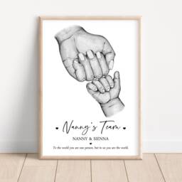 Personalised Family Nanny's Team Print Fist Up To 5 Children Only Unframed - thumbnail 2