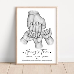 Personalised Family Nanny's Team Print Fist Up To 5 Children Only Unframed - thumbnail 3