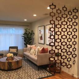 Mid Century Modern Room Divider Custom Length & Colors, Plywood Partition - thumbnail 1