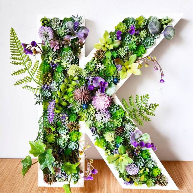 Faux Succulent Wall Letter Plant Decor Sign, Moss Art - 8 Inches/20cm - image 1