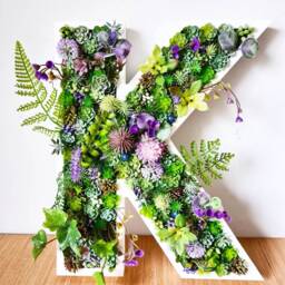 Faux Succulent Wall Letter Plant Decor Sign, Moss Art - 8 Inches/20cm - thumbnail 1