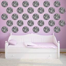 Zebra Print Polka Dots 12 Pack Vinyl Decal Girls Room Wall Decor - Vwaq Gd2