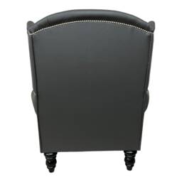 Queen Anne Wingback Chair Grey Faux Leather Fireside Accent Chair - thumbnail 4