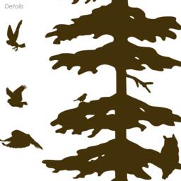 Mountain Pine Tree Vinyl Wall Decal Owls, Birds, Fox Decor - thumbnail 3
