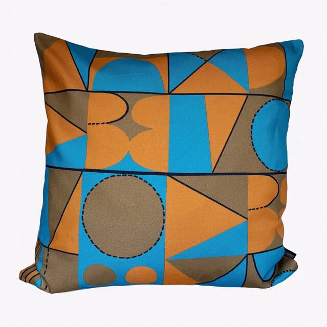 Taking Shape Cushion - Marigold + Turquoise - image 1