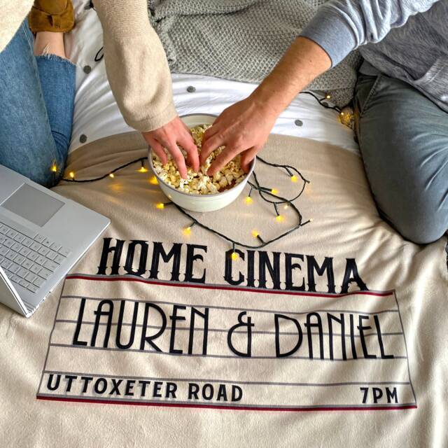 Personalised Home Cinema Fleece Blanket Family Movie Night Gift - image 1