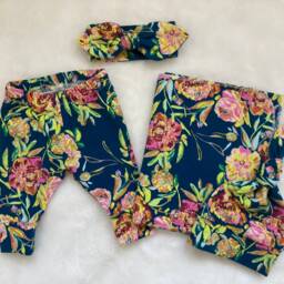 Newborn Girl Take Home Set. Swaddle Blanket & Hat Or Headband Leggings. Baby Shower Gift. Photo Prop - thumbnail 2