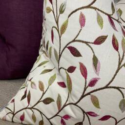 Voyage Fabric, Cervino Damson - Classic Leaf Trail Tapestry Cushion Cover, Pillow High Quality Handmade/Worldwide Shipping - thumbnail 4