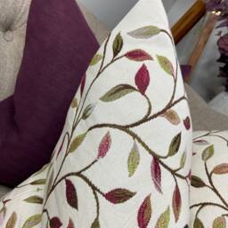 Voyage Fabric, Cervino Damson - Classic Leaf Trail Tapestry Cushion Cover, Pillow High Quality Handmade/Worldwide Shipping - thumbnail 3