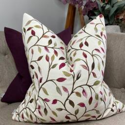 Voyage Fabric, Cervino Damson - Classic Leaf Trail Tapestry Cushion Cover, Pillow High Quality Handmade/Worldwide Shipping - thumbnail 1