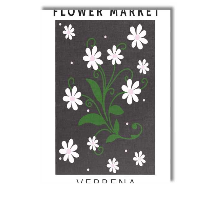 White Verbena Floral Bouquet On Charcoal Background Canvas Wall Art Print Decor Picture Ready To Hang - image 1