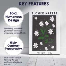 White Verbena Floral Bouquet On Charcoal Background Canvas Wall Art Print Decor Picture Ready To Hang - thumbnail 2