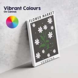 White Verbena Floral Bouquet On Charcoal Background Canvas Wall Art Print Decor Picture Ready To Hang - thumbnail 4
