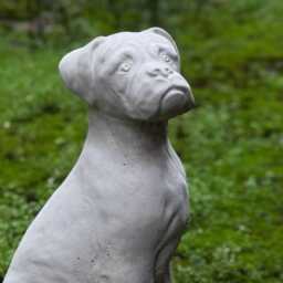 Concrete Boxer Dog Statue Cement Figurine Dog Garden Memorial Pet Sculpture Outdoor Yard Decor Grave Marker - thumbnail 2