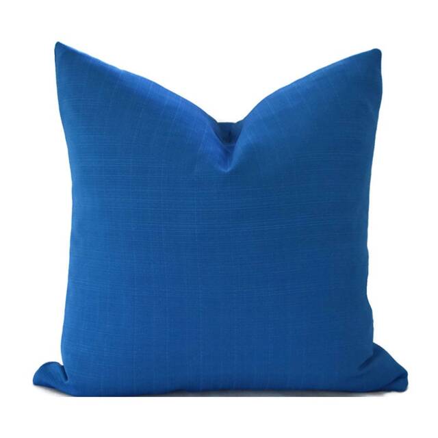 Outdoor Pillow Cover With Zippers, Easy To Use & Washable, Solid Sunsetter Denim Blue - image 1