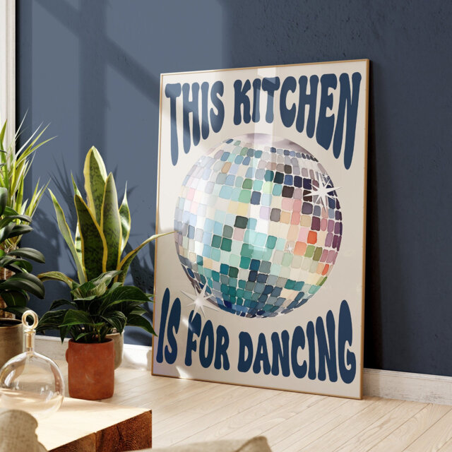 This Kitchen Is For Dancing Print, Disco Ball, Retro Poster, Trendy Wall Art, Prints, Decor, Poster 2028 - image 1