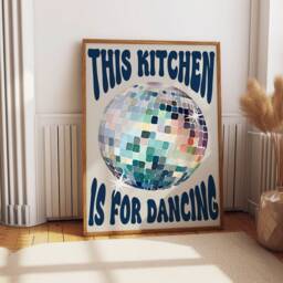 This Kitchen Is For Dancing Print, Disco Ball, Retro Poster, Trendy Wall Art, Prints, Decor, Poster 2028 - thumbnail 3