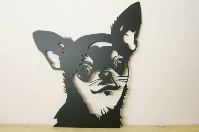 Chihuahua Metal Wall Art, Rust Finish Steel, Dog Garden Decor - image 1