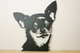 Chihuahua Metal Wall Art, Rust Finish Steel, Dog Garden Decor