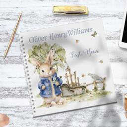 Personalised Blue Bunny Baby Milestone Blanket Flannel Nursery Decor - thumbnail 3