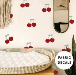 36 Mini Red Cherry Fabric Wall Decals - Playroom & Nursery Decor