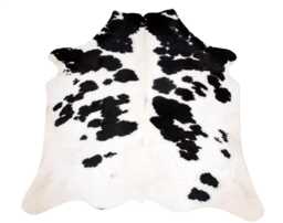 Chic Large Cowhide Rug - Black & White Hair-On Leather For Sophisticated Spaces - 54x54 Inches - thumbnail 1