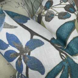 "Floral Blue Cushion Cover, Meadow Flowers Design Pillow Countryside Home Decor, Rustic Lumbar Size 12"" X 20" - thumbnail 3