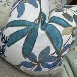 "Floral Blue Cushion Cover, Meadow Flowers Design Pillow Countryside Home Decor, Rustic Lumbar Size 12"" X 20" - thumbnail 4