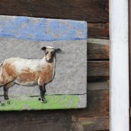 Felt Wall Hanging, Felted Sheep, Wool Art By Dalianerijusfelt - thumbnail 2