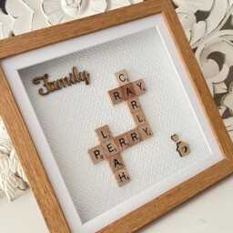 Personalised Letter Tile Family Frame , Custom Wooden Name Picture Wall Art - thumbnail 2