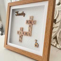 Personalised Letter Tile Family Frame , Custom Wooden Name Picture Wall Art - thumbnail 3