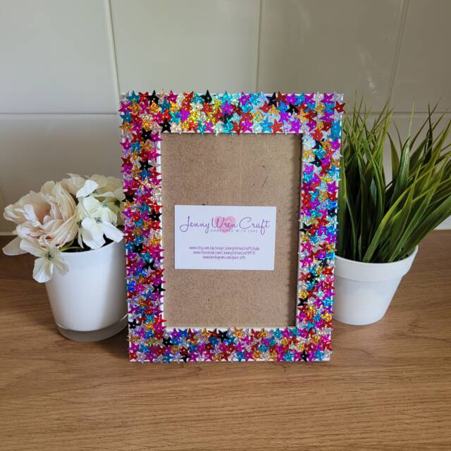 Colourful Star Sequin Photo Frame 5 X 7 Inches - image 1