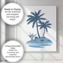 Minimalist Tropical Palm Island Coastal Silhouette Illustration Canvas Wall Art Print Decor Picture Ready To Hang - thumbnail 3