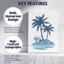 Minimalist Tropical Palm Island Coastal Silhouette Illustration Canvas Wall Art Print Decor Picture Ready To Hang - thumbnail 2