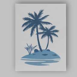 Minimalist Tropical Palm Island Coastal Silhouette Illustration Canvas Wall Art Print Decor Picture Ready To Hang - thumbnail 1