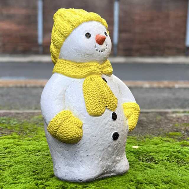 Cute Snowman Figurine Handmade Concrete Winter Sculpture Stone Festive Outdoor Ornament Frosty Statue Front Door Decoration Gift - image 1