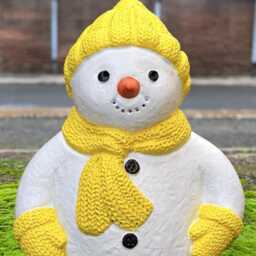 Cute Snowman Figurine Handmade Concrete Winter Sculpture Stone Festive Outdoor Ornament Frosty Statue Front Door Decoration Gift - thumbnail 2
