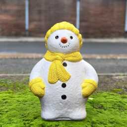 Cute Snowman Figurine Handmade Concrete Winter Sculpture Stone Festive Outdoor Ornament Frosty Statue Front Door Decoration Gift - thumbnail 3