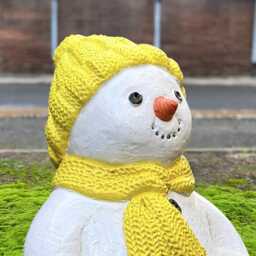 Cute Snowman Figurine Handmade Concrete Winter Sculpture Stone Festive Outdoor Ornament Frosty Statue Front Door Decoration Gift - thumbnail 4