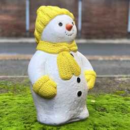 Cute Snowman Figurine Handmade Concrete Winter Sculpture Stone Festive Outdoor Ornament Frosty Statue Front Door Decoration Gift - thumbnail 1