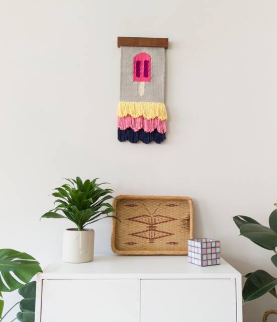 Handwoven Wool & Cotton Wall Tapestry Modern Art Deco - image 1