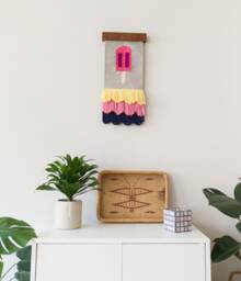Handwoven Wool & Cotton Wall Tapestry Modern Art Deco - thumbnail 1
