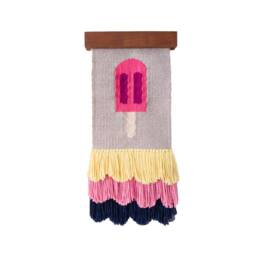 Handwoven Wool & Cotton Wall Tapestry Modern Art Deco - thumbnail 3