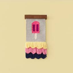 Handwoven Wool & Cotton Wall Tapestry Modern Art Deco - thumbnail 2
