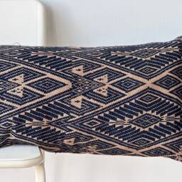 Vintage Embroidered Silk Textile Ethnic Piece Of Tradition Costume Lumbar Pillow Cover - thumbnail 2