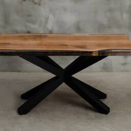 Custom Resin Epoxy Table With Metal Legs, Live Edge Made Of Oak Wood, Uv Table, Modern Dining Conference Table - thumbnail 2